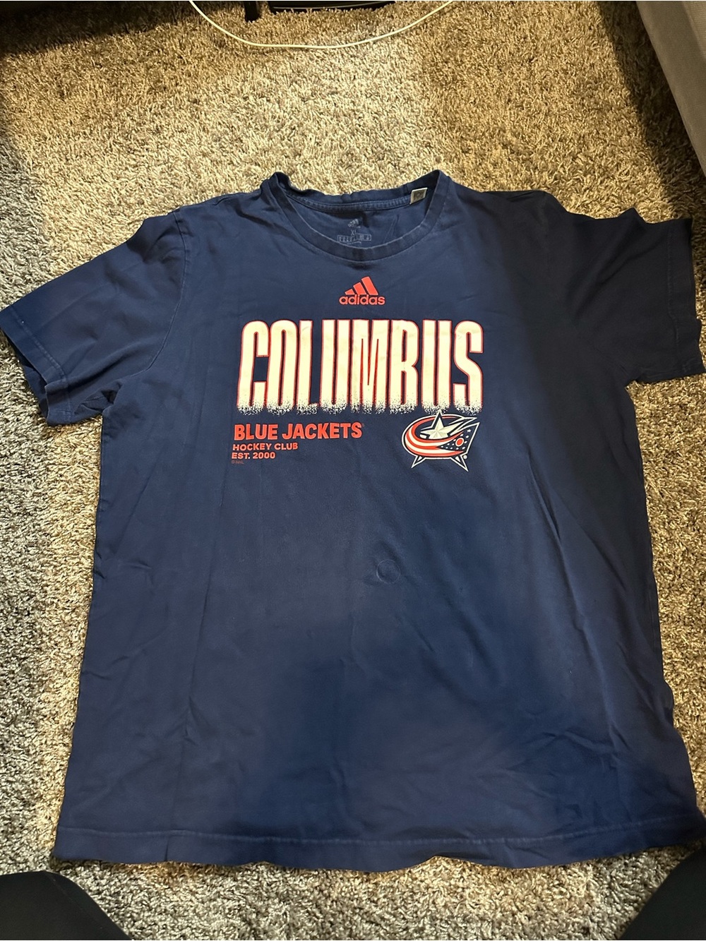 Adidas Navy Columbus Blue Jackets Graphic Short Sleeve Tee